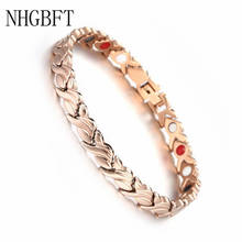 NHGBFT Classic Women Wave Grain Personality Rose Gold Magnet Bracelet Mens Leaf Healthy Healthcare Bracelet 2024 - buy cheap