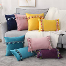 INS Nordic Soft Velvet Tassel Pillowcase Decoration Sofa Living Room Car Housse De Coussin 30x50 Decorative Pillows Home Decor 2024 - buy cheap