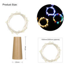 Garrafa de vinho LED de corda, com rolha, 20 luzes de garrafa LED, bateria de rolha para festa, casamento, natal, dia das bruxas, decoração de bar, branco quente 2024 - compre barato