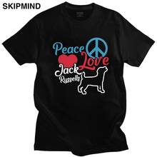 Peace Love Jack Russell Terrier T Shirt for Men Soft Cotton Handsome T-shirt Short Sleeved Dog Lover Tee Tops Clothing Gift Idea 2024 - buy cheap