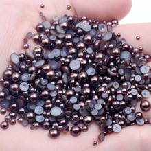 Dark Coffee Half Round Crafts ABS Resin Pearls 1.5-14mm Flatback Glue On Non Hotfix Scrapbook Beads DIY Jewelry Making Supplies 2024 - buy cheap
