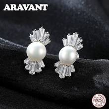 Authentic 925 Sterling Silver Crystal Candy Ice Out Stud Earrings For Women Sterling Silver Fashion Jewelry 2024 - buy cheap