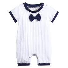 White Baby Rompers for Newborn Infant Toddler Boys Girls Summer Short Sleeve Cotton Jumpsuit Bow Tie Clothes 0-18M 2024 - buy cheap
