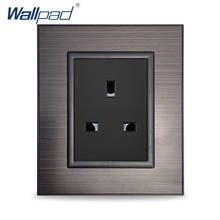 Wallpad 3 Pin UK 13A Socket Black Stainless Steel Panel Wall Electric Power Outlet 16A AC 110~250V 2024 - buy cheap