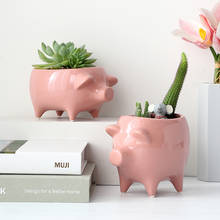 Nordic Creative Ceramics Cute Pink Pig Flowerpot Decoration Living Room Bedroom Balcony Plant Pot Home Decorat Ornaments 2024 - buy cheap