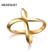 Fashion 2020 Bijoux Rings for Women Simple Stainless Steel Gold Color X Cross Finger Jewelry 2024 - buy cheap