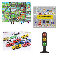 Montessori brinquedos tráfego mapa da cidade sinal de sinal de sinal de sinal de estrada caminhão de trem acessórios do carro brinquedo interessante para as crianças presente 2024 - compre barato