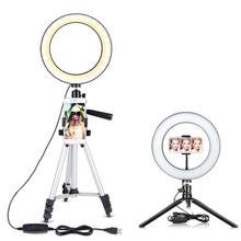 Anillo de luz LED regulable para fotografía, luz de estudio fotográfico para vídeo en vivo de Youtube, con soporte para teléfono, enchufe USB, trípode anular para Selfie 2024 - compra barato