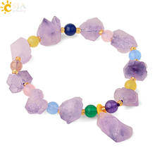 CSJA Natural Stone Purple Crystal Bracelets Reiki Irregular Cold Beads Summer Jewelry Strand Charm Bracelet for Women Girls G521 2024 - buy cheap