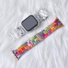 Newest RESIN Clear Band for Apple Watch Series 5 4 3 2 1 Transparent for iwatch Strap 38mm 40mm 42mm 44mm Plastic Strap Bands 2024 - купить недорого