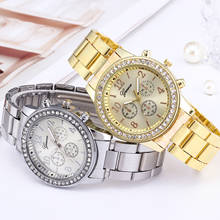 Elegante relógios femininos genebra clássico luxo strass reloj mujer relogio feminino moda senhoras relógio feminino 2024 - compre barato