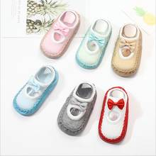 Newborn Baby Shoes Socks Children Infant Cartoon Bow Socks Kids Indoor Floor Slipper Sole Sole Non-Slip Socks For 0-24M 2024 - buy cheap