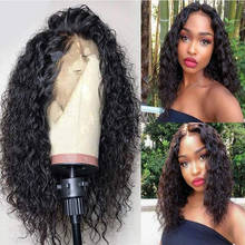 Short Loose Curly Synthetic Lace Front Wig Heat Resistant Fiber Black Water Wave Synthetic Lace Wig For Women Daily Makeup Wigs 2024 - buy cheap