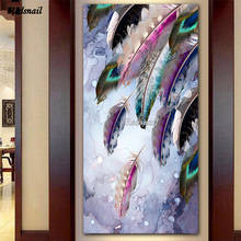 large 5D DIY Diamond painting cross-stitch puzzle Full Diamant embroidery mosaic rhinestone Wall Art Colorful Feather EE990 2024 - buy cheap