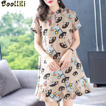 Boollili Real Silk Dress Women Summer Dress Korean Vintage Print Beach Dress Elegant Party Dresses Woman Vestidos Mujer 2024 - buy cheap