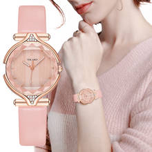 YOLAKO Women's Watches Casual Pink Leather Strap Quartz Wrist Watch Ladies Crystal Clock Gifts zegarki damskie часы женские /D 2024 - buy cheap