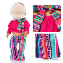 Одежда для куклы подходит 43 см для новорожденной куклы розовый красный национальный ветер комплект 2024 - купить недорого