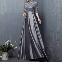 Silver Gray Satin Mother Of The Bride Dresses Half Sleeves 2022 Wedding Party Guest Flowers Lace Evening Prom Mother Dresses New 2024 - buy cheap