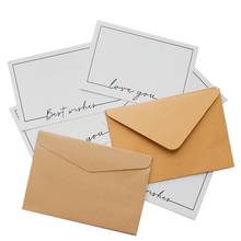 10 conjuntos de envelope + cartão de papel kraft, presente janela papelaria colorido convite de mensagem de festa 11x16cm 2024 - compre barato