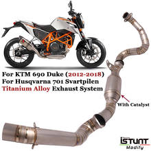 Tubo de válvula de escape para motocicleta, compatível com ktm 690, duke, de titânio, conexão dianteira, catalisador, excluir husqvarna 701, svarten 2019 e 2020 2024 - compre barato