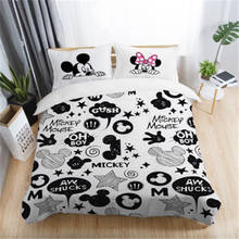 Jogo de cama para decoração de quarto com mickey e minnie mouse, conjunto de fronhas, 3 pçs diferentes, branco, disney, queen, king e minnie mouse 2024 - compre barato