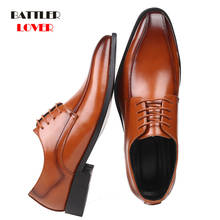 38-48 Autumn Lace-Up Men Leather Shoes Italian Vintage Formal Dress Shoes Business Office Wedge Big Size Loafers Wedding Oxfords 2024 - buy cheap