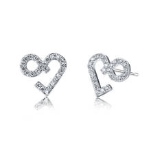 Minimalist Female White Crystal Small Earrings Dainty Silver Color Stud Earrings Luxury Love Heart Wedding Earrings For Women 2024 - buy cheap