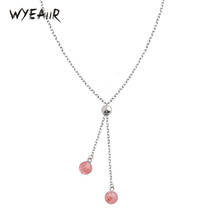 WYEAIIR-colgante de cristal de fresa Rosa dulce, collar femenino de Plata de Ley 925, bonito 2024 - compra barato