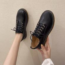 2021 Oxford Leather Lace Up Platform Shoes Women Fashion Kawaii Black Brown Flats Ladies Spring Casual Walking Zapatos De Mujer 2024 - buy cheap