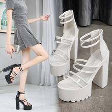 Zapatos de tacón superalto de 15cm para mujer, sandalias de plataforma huecas impermeables, modelo pasarela, elegantes y sexys 2024 - compra barato