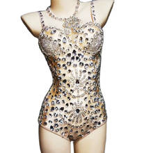 Body brillante con estampado de diamantes de imitación para mujer, Ropa de baile para discoteca, espectáculo de baile, traje de teatro para mujer 2024 - compra barato