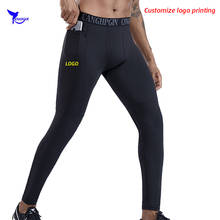 Logotipo personalizado homens compressão bolso correndo collants secagem rápida ginásio calças de fitness treinamento esporte legging estiramento calças esportivas 2024 - compre barato