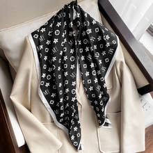 Новинка 2021 г., модный квадратный шарф 90 см, женский шелковый шарф, Корейская версия марлевой ткани с принтом, декоративный шарф 2024 - купить недорого