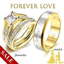 Модное парное кольцо, мужское кольцо из нержавеющей стали, Wo мужское Золотое цветное кристаллическое кольцо, свадебные ювелирные изделия для невесты 2024 - купить недорого