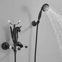 Grifos de bañera de latón negro de lujo, grifo mezclador de baño montado en la pared, Kit de cabezal de ducha de mano, juegos de grifo de ducha, DG21-8206 2024 - compra barato