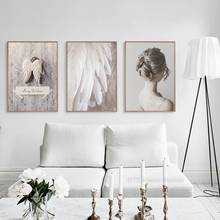 Nordic Modern Fresh Elegant Girl Back Feather Canvas Posters And Prints Gallery Wall Art Picture For Living Room Decoration 2024 - buy cheap