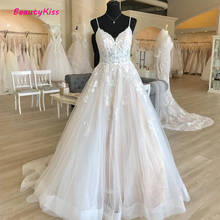 Sweet Boho Beach Wedding Dress A-Line Spaghetti Strap Sleeveless Sweep Train White Ivory Backless Elegant Bridal Gowns 2024 - buy cheap