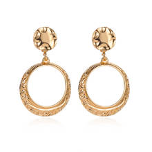 NEW Vintage Geometric O-ring Uneven Women Dangle Earrings Hollow Rough-Design Metal Statement Drop Earings for Girls 2024 - buy cheap