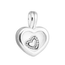 Floating Heart Locket Open Pendant Silver Charms for Chain Necklaces & Bracelets Women DIY 925 Sterling Silver Jewelry Clear CZ 2024 - buy cheap