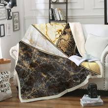 Manta de mármol de color dorado y negro, manta polar de Sherpa moderna, suave para cama, sofá, manta de franela de felpa 2024 - compra barato