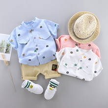 Комплект летней одежды для маленьких мальчиков, рубашка для маленьких мальчиков + шорты хлопковый Детский костюм с короткими рукавами детская одежда для мальчиков от 1 до 4 лет 2024 - купить недорого