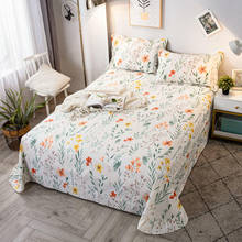 1 pc folha de cama de algodão folha plana rainha tamanho flor impresso pastoral roupa de cama única folha superior (sem fronha) roupa de cama de algodão 2024 - compre barato