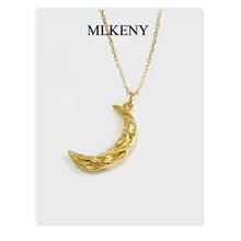 MLKENLY 925 Sterling Silver Curved Crescent Wave Moon Pendant Necklace Gold Color Necklaces for Women Delicate kolye Jewelry 2024 - buy cheap