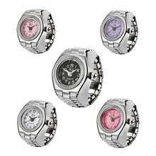 Relógio de quartzo com anel de dedo feminino, relógio fashion criativo luxuoso de aço prateado com elástico na moda, relógio para casal 2024 - compre barato