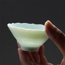 Jingdezhen xícara de corte de cerâmica artesanal, criativa simples, kung fu, copo mestre, porcelana, pequena, tigela de chá, utensílio para escritório 2024 - compre barato