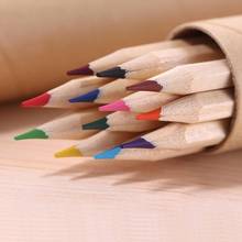 Lápices de colores para estudiantes, Set de 12 colores para dibujar y escribir, regalos con caja de madera, grafiti, papelería escolar 2024 - compra barato