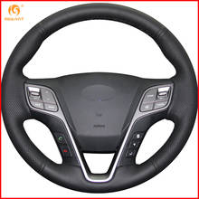 Simplemente lee negro de cuero Artificial protector para volante de coche para Hyundai Santa Fe 2013-2018 ix45 Interior Accesorios 2024 - compra barato