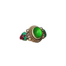 Colección temprana de anillos de mujer de jade con incrustaciones de plata vieja 2024 - compra barato