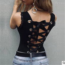 Women’s Sexy U-neck Backless Hollow Bandage Vest Top Lace Fashion Solid Color Camisole Summer 2024 - buy cheap