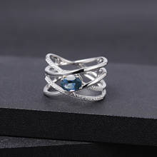 GEM'S BALLET, 0.95Ct, натуральный Лондон, голубой топаз, Драгоценное кольцо, ювелирное изделие, 925 пробы, серебро, крест-накрест, кольцо на палец для женщин 2024 - купить недорого